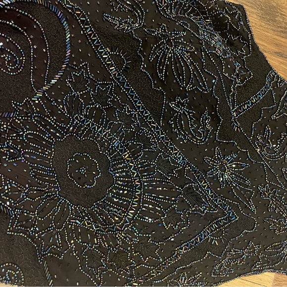 Vintage Y2K 100% Silk Beaded Dress Vintage Beaded Dress Ombré Goth Prom Dress - Picture 8 of 15